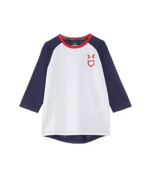 Рубашка Under Armour Kids Utility 3/4 Performance Shirt, цвет White/Midnight Navy/Red