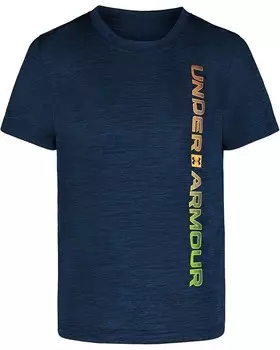 Рубашка Under Armour Kids Vertical Wordmark Short Sleeve Shirt, цвет Graphite Blue