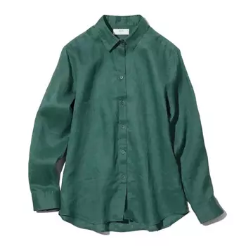 Рубашка Uniqlo 100% Premium Linen Long Sleeved, зеленый
