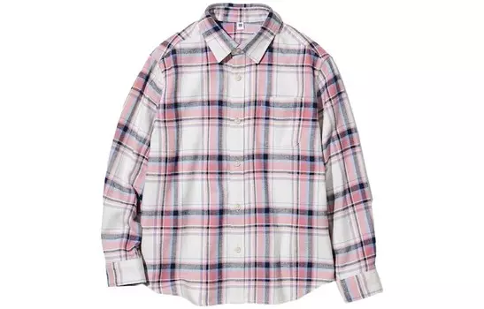 Рубашка Uniqlo, белый/розовый