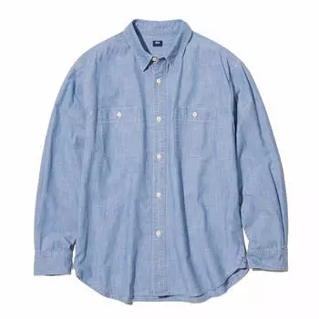 Рубашка Uniqlo Chambray Regular Fit Work, голубой