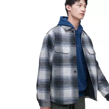 Рубашка Uniqlo Checked Overshirt, синий