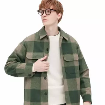 Рубашка Uniqlo Checked Overshirt, зеленый