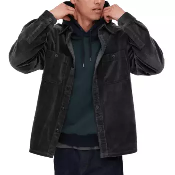 Рубашка Uniqlo Corduroy Work, темно-серый