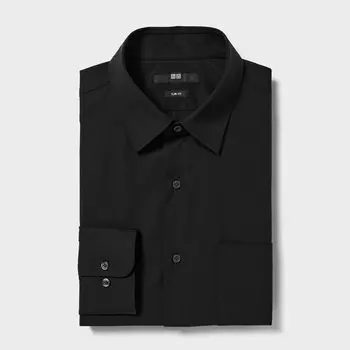 Рубашка UNIQLO Easy Care приталенного кроя, черный