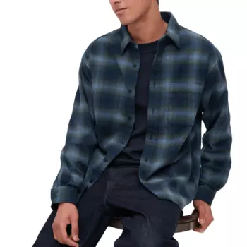 Рубашка Uniqlo Flannel Checked, синий