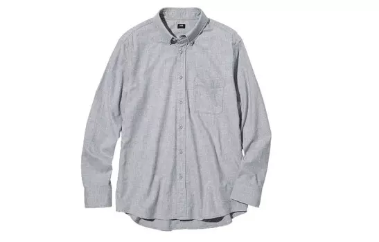 Рубашка Uniqlo Flannel Regular Fit, серый