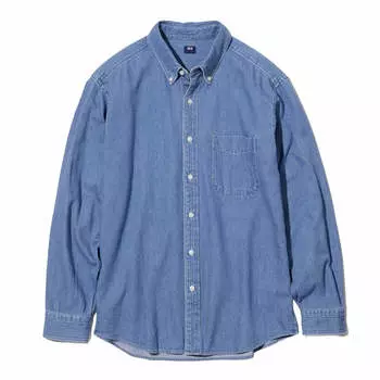 Рубашка Uniqlo Indigo Denim Regular Fit, голубой