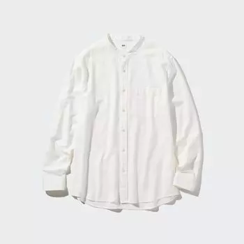 Рубашка UNIQLO из мягкого твила с длинным рукавом, молочный