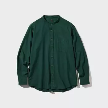 Рубашка UNIQLO из мягкого твила с длинным рукавом, темно-зеленый