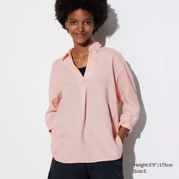 Рубашка UNIQLO льняная премиум-класса, розовый