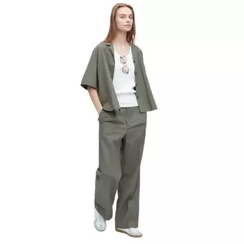 Рубашка Uniqlo Linen Blend Short Sleeve, зеленый