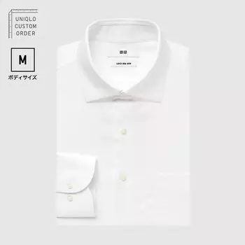 Рубашка UNIQLO Non-iron приталенного кроя с полушироким воротником M, белый