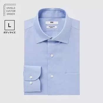 Рубашка UNIQLO Non-iron приталенного кроя с полушироким воротником L, светло-синий