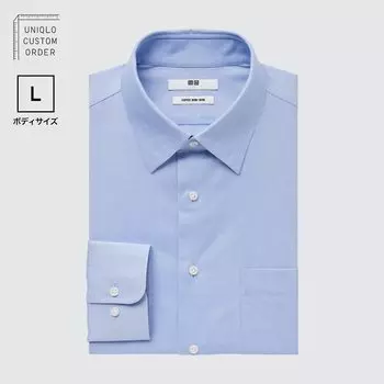 Рубашка UNIQLO Non-iron приталенного кроя с длинными рукавами L, светло-синий