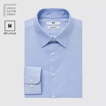 Рубашка UNIQLO Non-iron приталенного кроя с длинными рукавами M, светло-синий