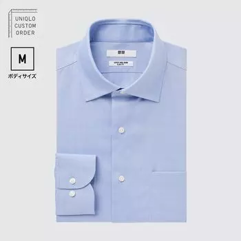 Рубашка UNIQLO Non-iron приталенного кроя с полушироким воротником M, светло-синий