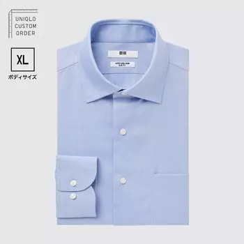 Рубашка UNIQLO Non-iron приталенного кроя с полушироким воротником XL, светло-синий