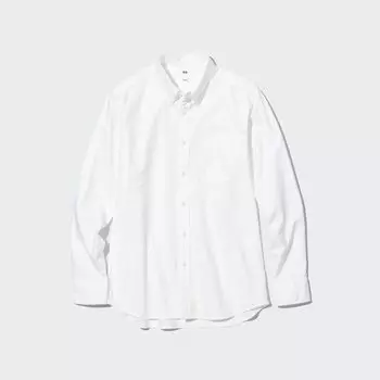 Рубашка UNIQLO Oxford прямого кроя, молочный