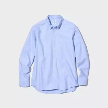Рубашка UNIQLO Oxford прямого кроя, синий