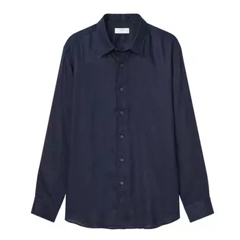 Рубашка Uniqlo Premium Linen Regular Fit, синий