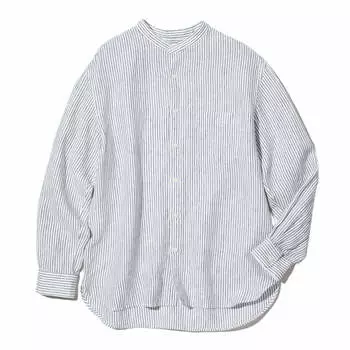 Рубашка Uniqlo Premium Linen Regular Fit Striped, голубой