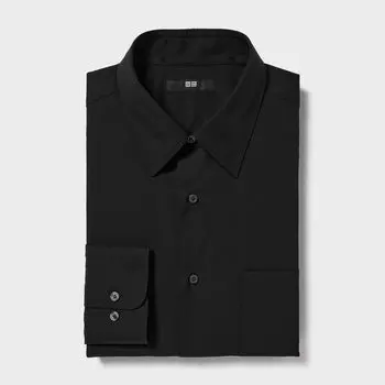 Рубашка UNIQLO широкого кроя с длинными рукавами, черный