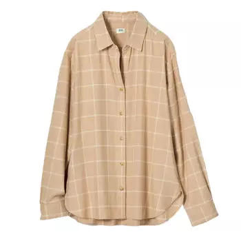 Рубашка Uniqlo Soft Brushed Checked Long Sleeved, бежевый