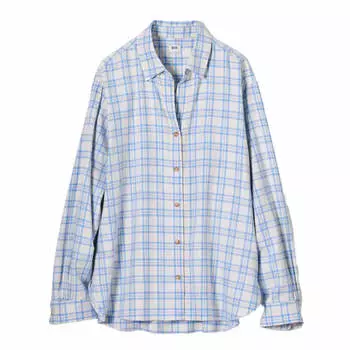 Рубашка Uniqlo Soft Brushed Checked Long Sleeved, голубой