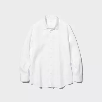 Рубашка UNIQLO стандартного кроя из льна премиум класса, белый