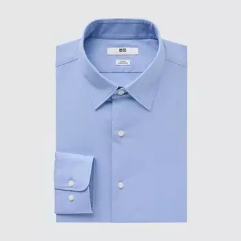 Рубашка UNIQLO Stretch с воротником, синий