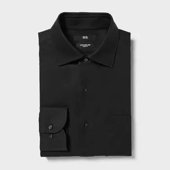 Рубашка UNIQLO Super Non Iron приталенного кроя с длинными рукавами, черный