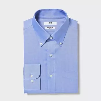 Рубашка Uniqlo Super Non Iron с длинными рукавами, синий