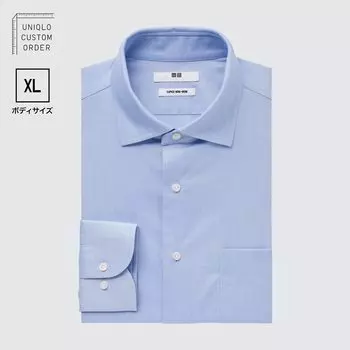 Рубашка UNIQLO Super Non-iron с длинными рукавами и воротником, светло-синий
