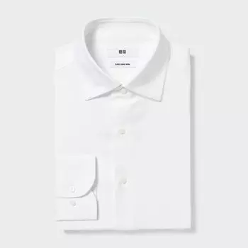 Рубашка UNIQLO Super Non-iron с полукруглым воротником, белый