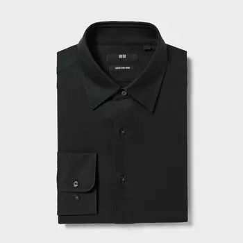 Рубашка UNIQLO Super Non-iron стандартного кроя, черный