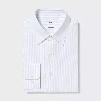 Рубашка UNIQLO Super Non-iron стандартного кроя в полоску, синий