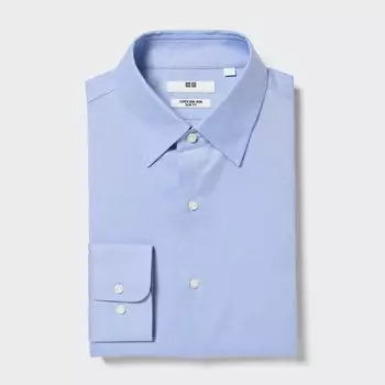 Рубашка UNIQLO Super Non-iron узкого кроя, светло-синий