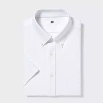 Рубашка UNIQLO трикотажная с воротником на пуговицах, белый