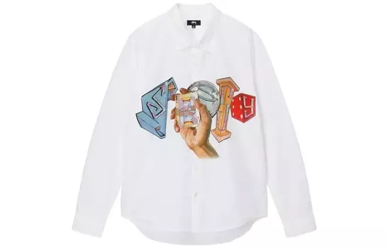 Рубашка унисекс белая Stussy, белый