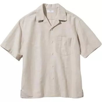 Рубашка унисекс бежевая Uniqlo, бежевый