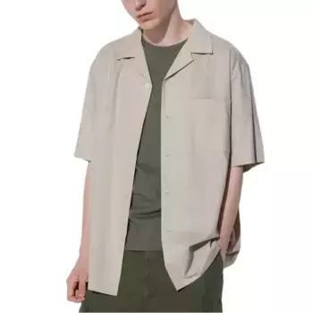 Рубашка унисекс бежевая Uniqlo, бежевый