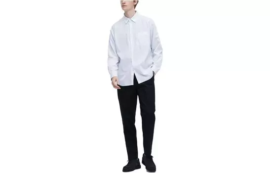 Рубашка унисекс бирюзовый Uniqlo, голубой