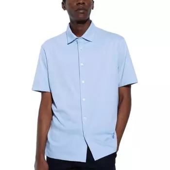 Рубашка унисекс бирюзовый Uniqlo, голубой