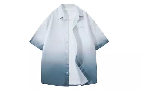 Рубашка унисекс BOBBY ABLEY, Белый темно-синий градиент (подарок с короткими рукавами)