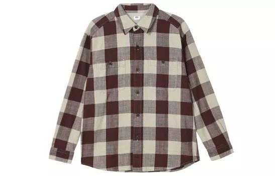 Рубашка унисекс бордовая Uniqlo, темно-красный