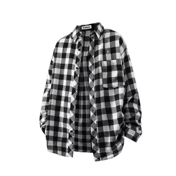 Рубашка унисекс BRUMAIRE, Set (Black White Plaid Top+Black Pants)