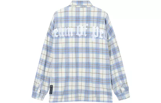 Рубашка унисекс Btk, Бело-синяя решетка