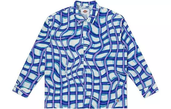 Рубашка унисекс Dickies, цвет Clear sky blue wavy check