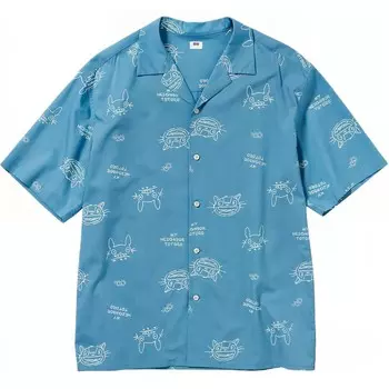 Рубашка унисекс из одноименной серии Ghibli X Studio Ghibli, цвет пудрово-голубой Uniqlo, голубой
